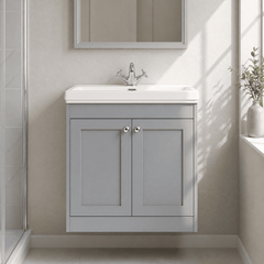 [BFHE226A] Butterton Floor Standing 2 Door Vanity Unit with Classic Basin 1 Tap Hole, Choice of Size and Colour - Silo