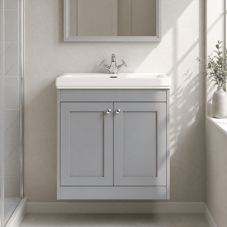 [BFHE226A] Butterton Floor Standing 2 Door Vanity Unit with Classic Basin 1 Tap Hole, Choice of Size and Colour - Silo