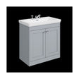 [BFHE226B] Balterley 800mm Floor Standing 2 Door Unit with Classic Basin 3 Tap Hole - Satin Grey - Cutout