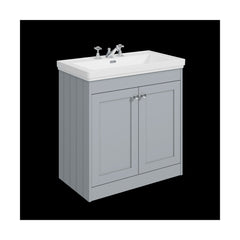 [BFHE226B] Balterley 800mm Floor Standing 2 Door Unit with Classic Basin 3 Tap Hole - Satin Grey - Cutout