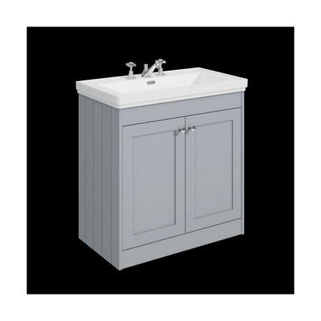 [BFHE226B] Balterley 800mm Floor Standing 2 Door Unit with Classic Basin 3 Tap Hole - Satin Grey - Cutout