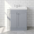 [BFHE226B] Balterley 800mm Floor Standing 2 Door Unit with Classic Basin 3 Tap Hole - Satin Grey - Silo