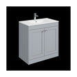 [BFHE226C] Balterley 800mm Floor Standing 2 Door Unit with Minimalist Basin 1 Tap Hole - Satin Grey - Cutout