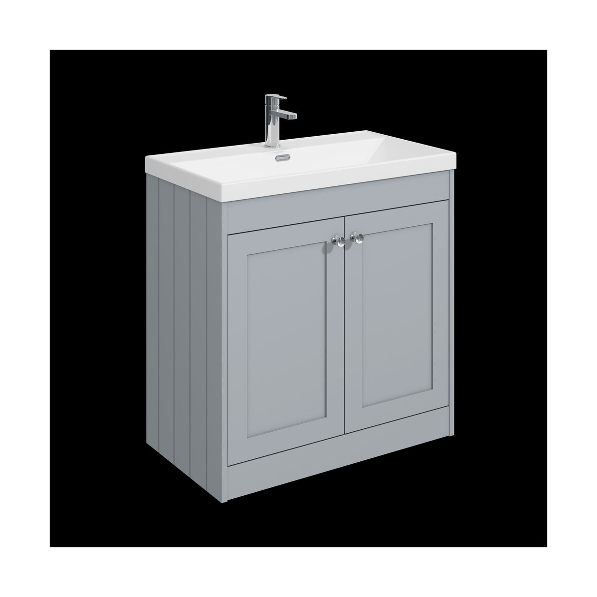 [BFHE226E] Balterley 800mm Floor Standing 2 Door Unit with Thin Edge Basin 1 Tap Hole - Satin Grey - Cutout