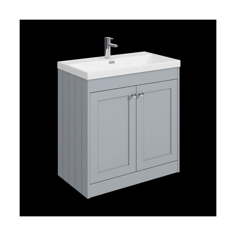 [BFHE226E] Balterley 800mm Floor Standing 2 Door Unit with Thin Edge Basin 1 Tap Hole - Satin Grey - Cutout
