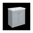 [BFHE226H] Balterley 800mm Floor Standing 2 Door Unit with Classic Basin No Tap Hole - Satin Grey - Cutout