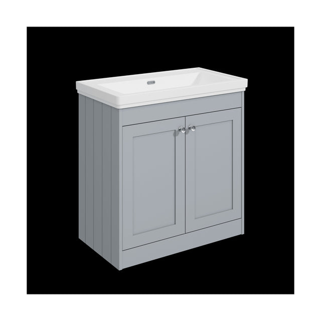 [BFHE226H] Balterley 800mm Floor Standing 2 Door Unit with Classic Basin No Tap Hole - Satin Grey - Cutout