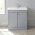 [BFHE226H] Balterley 800mm Floor Standing 2 Door Unit with Classic Basin No Tap Hole - Satin Grey - Silo