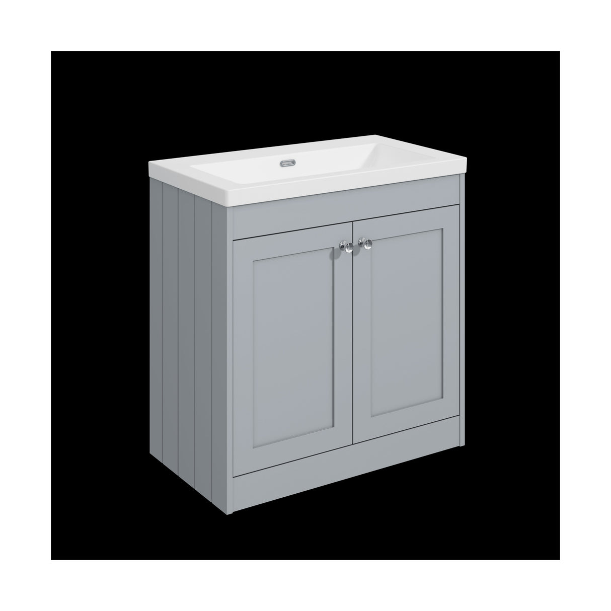 [BFHE226K] Balterley 800mm Floor Standing 2 Door Unit with Minimalist Basin No Tap Hole - Satin Grey - Cutout
