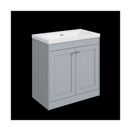 [BFHE226K] Balterley 800mm Floor Standing 2 Door Unit with Minimalist Basin No Tap Hole - Satin Grey - Cutout