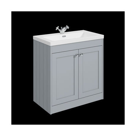 [BFHE226L] Balterley 800mm Floor Standing 2 Door Unit with Minimalist Basin 1 Tap Hole - Satin Grey - Cutout