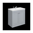 [BFHE226M] Balterley 800mm Floor Standing 2 Door Unit with Minimalist Basin 3 Tap Hole - Satin Grey - Cutout