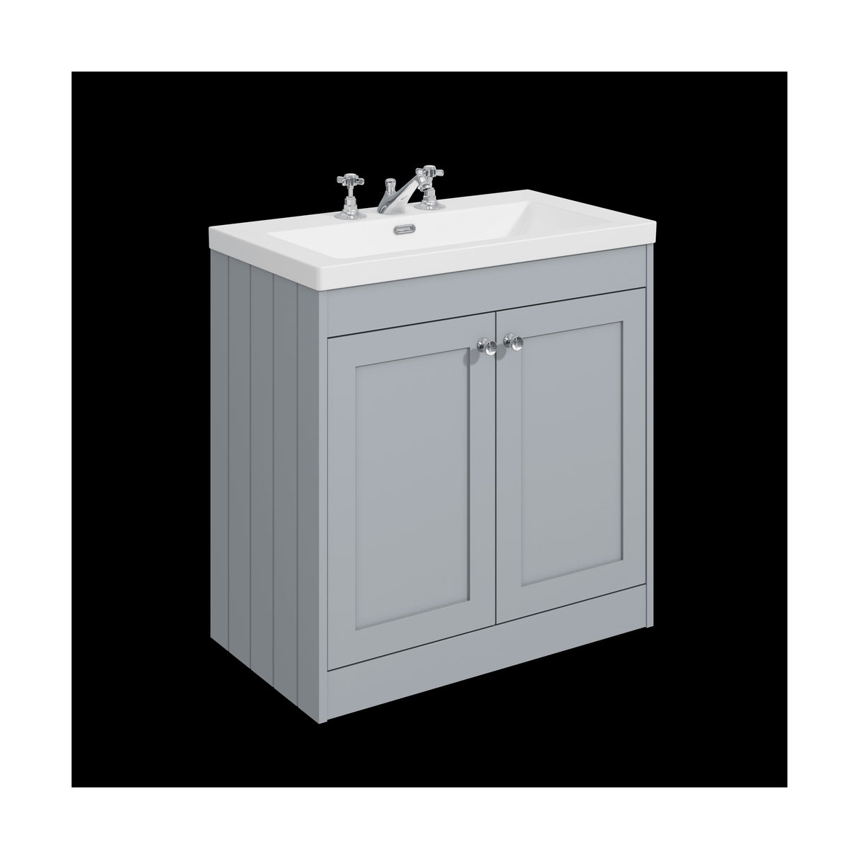 [BFHE226M] Balterley 800mm Floor Standing 2 Door Unit with Minimalist Basin 3 Tap Hole - Satin Grey - Cutout
