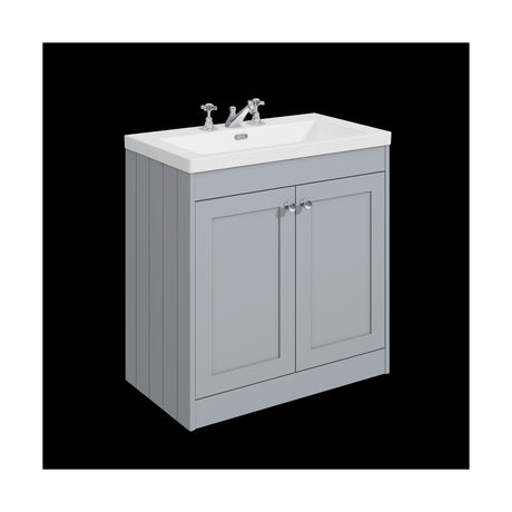 [BFHE226M] Balterley 800mm Floor Standing 2 Door Unit with Minimalist Basin 3 Tap Hole - Satin Grey - Cutout