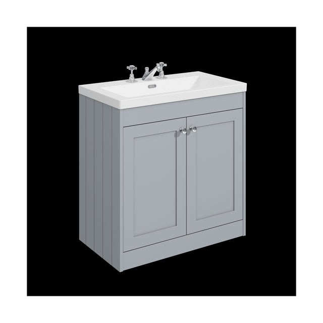 [BFHE226M] Balterley 800mm Floor Standing 2 Door Unit with Minimalist Basin 3 Tap Hole - Satin Grey - Cutout