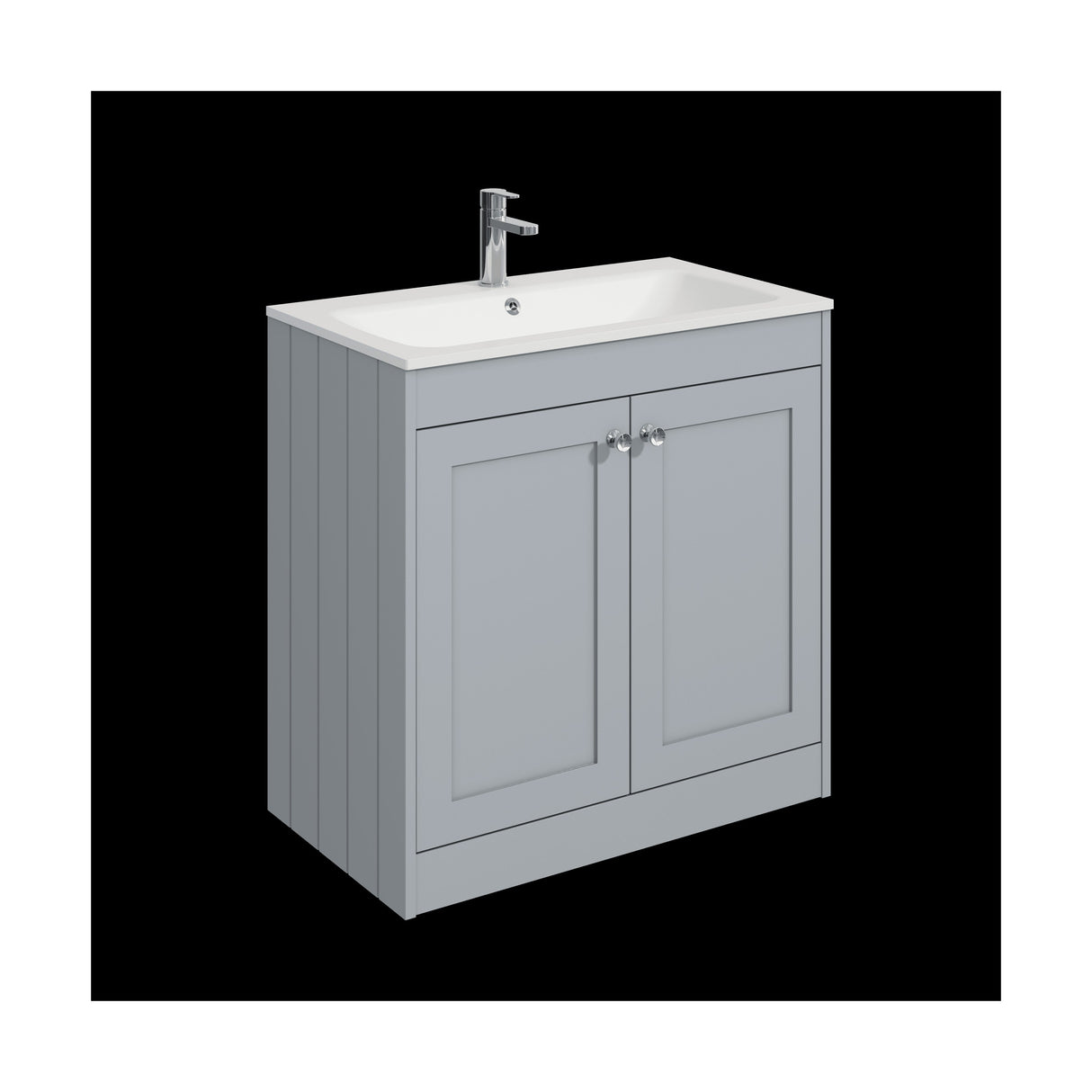 [BFHE226P] Balterley 800mm Floor Standing 2 Door Unit with Stone Basin 1 Tap Hole - Satin Grey - Cutout