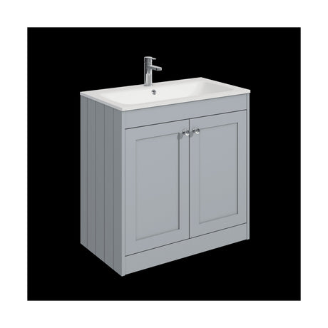 [BFHE226P] Balterley 800mm Floor Standing 2 Door Unit with Stone Basin 1 Tap Hole - Satin Grey - Cutout