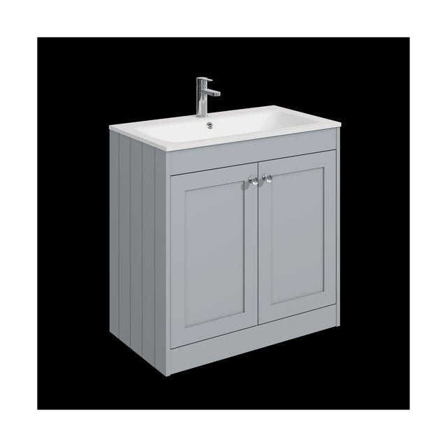 [BFHE226P] Balterley 800mm Floor Standing 2 Door Unit with Stone Basin 1 Tap Hole - Satin Grey - Cutout
