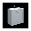 [BFHE226Q] Balterley 800mm Floor Standing 2 Door Unit & Stone Basin 1 Tap Hole - Satin Grey - Cutout