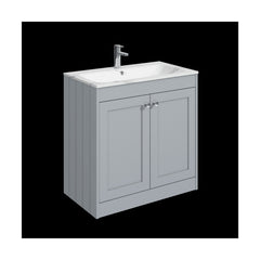 [BFHE226Q] Balterley 800mm Floor Standing 2 Door Unit & Stone Basin 1 Tap Hole - Satin Grey - Cutout