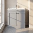 [BFHE226Q] Balterley 800mm Floor Standing 2 Door Unit & Stone Basin 1 Tap Hole - Satin Grey - Silo