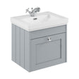 [BFHE291A] Balterley 500mm Wall Hung 1 Drawer Unit with Classic Basin 1 Tap Hole - Satin Grey - Cutout