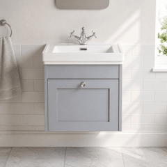 [BFHE291A] Butterton Traditional 1 Drawer Wall Hung Vanity Unit with Classic Basin, Choice of Size and Colour