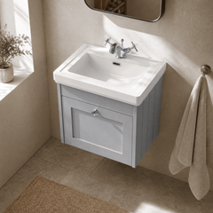 [BFHE291A] Butterton Traditional 1 Drawer Wall Hung Vanity Unit with Classic Basin, Choice of Size and Colour