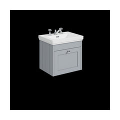 [BFHE291B] Balterley 500mm Wall Hung 1 Drawer Unit with Classic Basin 3 Tap Hole - Satin Grey - Cutout