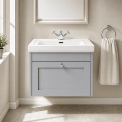 [BFHE294A] Butterton Traditional 1 Drawer Wall Hung Vanity Unit with Classic Basin, Choice of Size and Colour