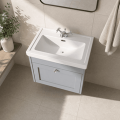 [BFHE294A] Butterton Traditional 1 Drawer Wall Hung Vanity Unit with Classic Basin, Choice of Size and Colour