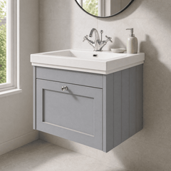 [BFHE294A] Butterton Traditional 1 Drawer Wall Hung Vanity Unit with Classic Basin, Choice of Size and Colour