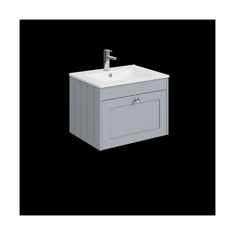 [BFHE294C] Balterley 600mm Wall Hung 1 Drawer Unit with Minimalist Basin 1 Tap Hole - Satin Grey - Cutout