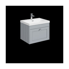 [BFHE294E] Balterley 600mm Wall Hung 1 Drawer Unit with Thin Edge Basin 1 Tap Hole - Satin Grey - Cutout