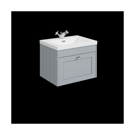 [BFHE294L] Balterley 600mm Wall Hung 1 Drawer Unit & Minimalist Basin 1 Tap Hole - Satin Grey - Cutout