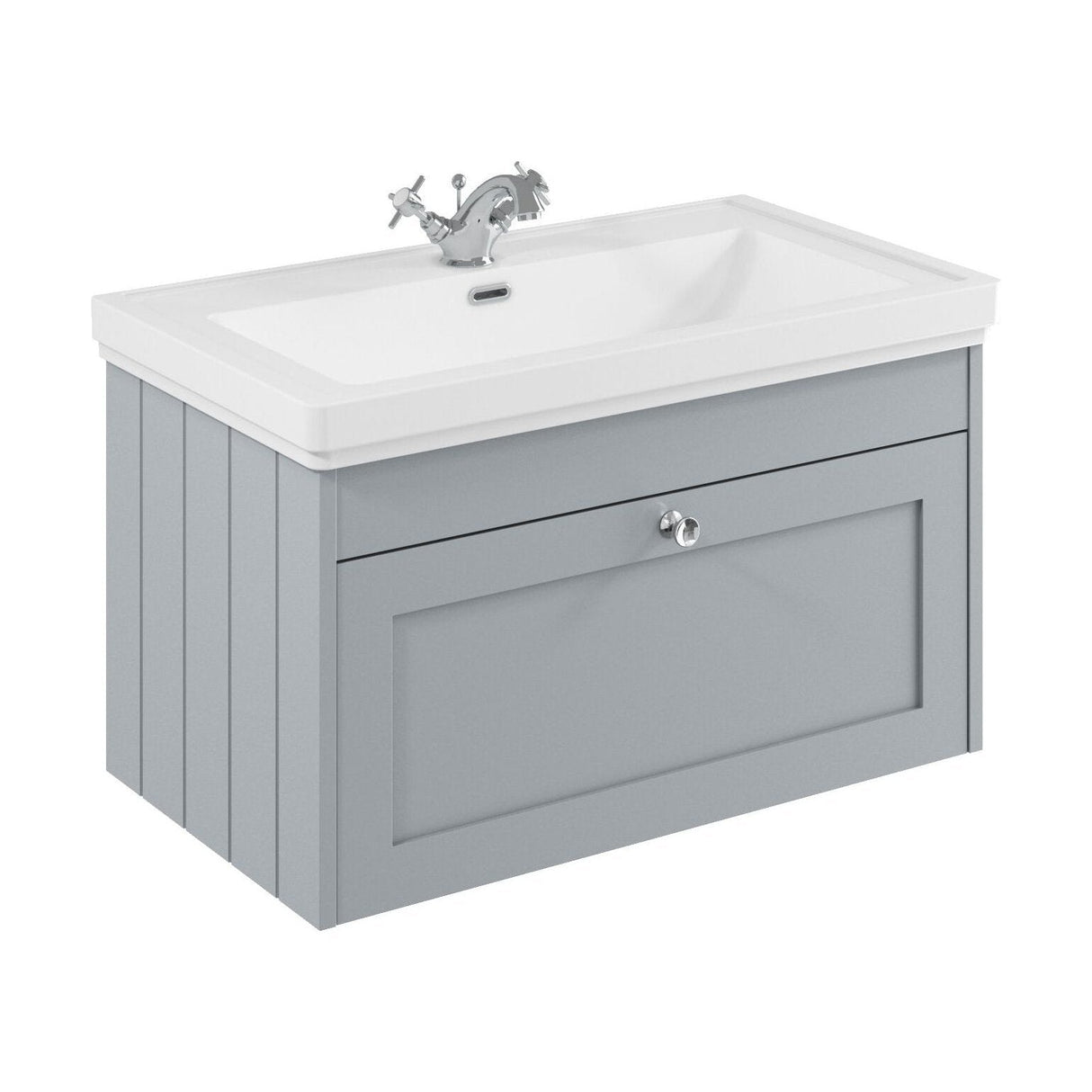 [BFHE296A] Butterton Traditional 1 Drawer Wall Hung Vanity Unit with Classic Basin, Choice of Size and Colour - Cutout