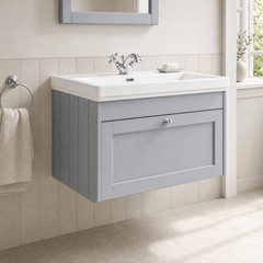 [BFHE296A] Butterton Traditional 1 Drawer Wall Hung Vanity Unit with Classic Basin, Choice of Size and Colour
