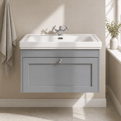 [BFHE296A] Butterton Traditional 1 Drawer Wall Hung Vanity Unit with Classic Basin, Choice of Size and Colour - Silo