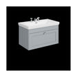 [BFHE296B] Balterley 800mm Wall Hung 1 Drawer Unit with Classic Basin 3 Tap Hole - Satin Grey - Cutout