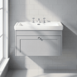 [BFHE296B] Balterley 800mm Wall Hung 1 Drawer Unit with Classic Basin 3 Tap Hole - Satin Grey - Silo