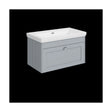 [BFHE296H] Balterley 800mm Wall Hung 1 Drawer Unit with Classic Basin No Tap Hole - Satin Grey - Cutout