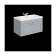[BFHE296L] Balterley 800mm Wall Hung 1 Drawer Unit & Minimalist Basin 1 Tap Hole - Satin Grey - Cutout