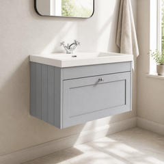 [BFHE296L] Balterley 800mm Wall Hung 1 Drawer Unit & Minimalist Basin 1 Tap Hole - Satin Grey - Lifestyle 3