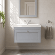 [BFHE296L] Balterley 800mm Wall Hung 1 Drawer Unit & Minimalist Basin 1 Tap Hole - Satin Grey - Silo