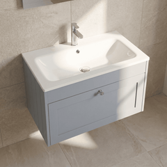 [BFHE296P] Balterley 800mm Wall Hung 1 Drawer Unit with Stone Basin 1 Tap Hole - Satin Grey - Lifestyle 2