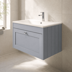 [BFHE296P] Balterley 800mm Wall Hung 1 Drawer Unit with Stone Basin 1 Tap Hole - Satin Grey - Lifestyle 3