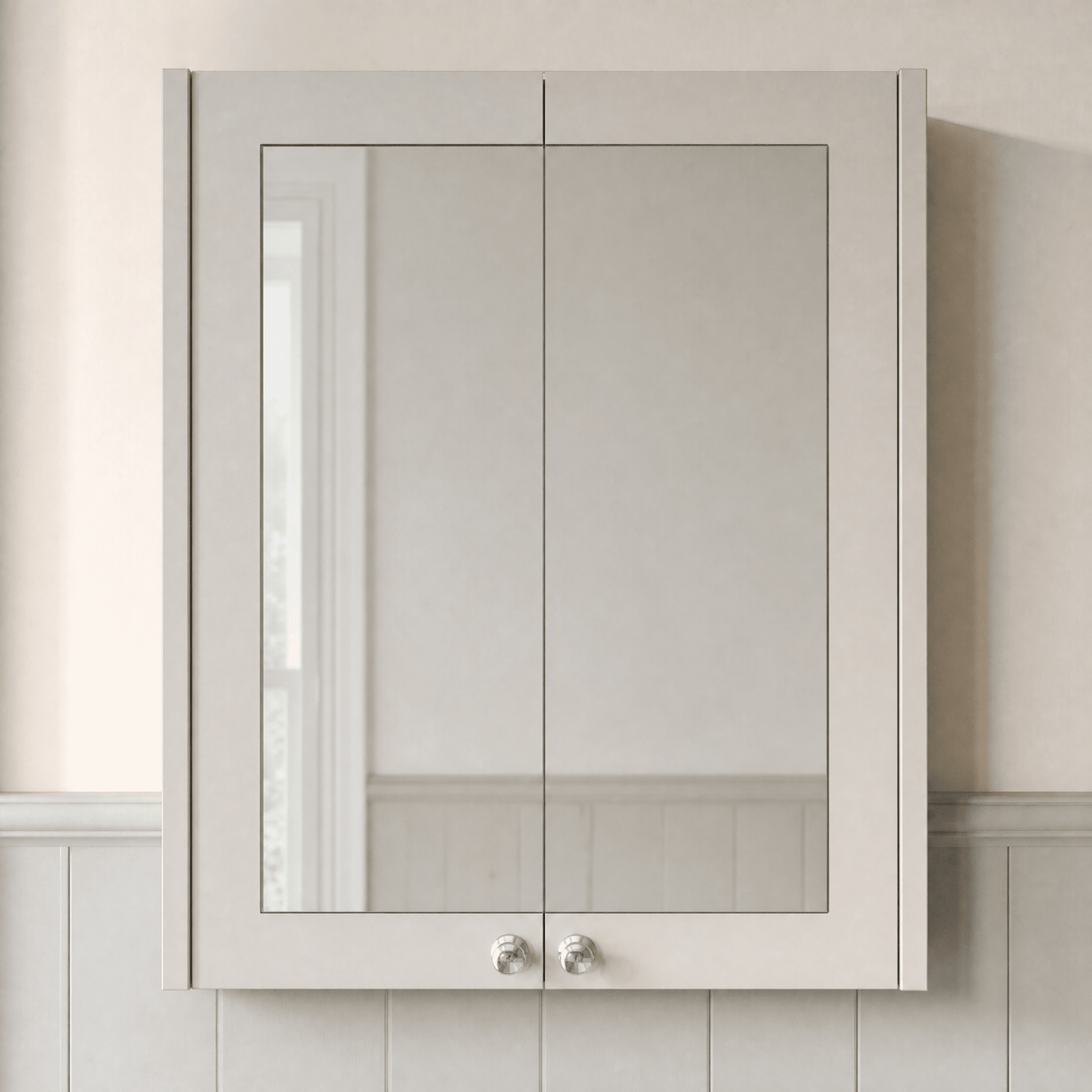 [BFHE3217] Butterton Traditional Wall Mounted Mirror Cabinet with 2 Soft Close Doors and Shelf, 600mm, Choice of Colour