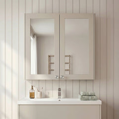 [BFHE3217] Butterton Traditional Wall Mounted Mirror Cabinet with 2 Soft Close Doors and Shelf, 600mm, Choice of Colour - Silo