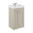 [BFHE3223A] Balterley 500mm Floor Standing 2 Door Unit with Classic Basin 1 Tap Hole - Pebble Grey - Cutout