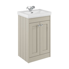 [BFHE3223A] Balterley 500mm Floor Standing 2 Door Unit with Classic Basin 1 Tap Hole - Pebble Grey - Cutout